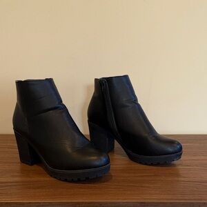 Black Pleather Ankle Boots